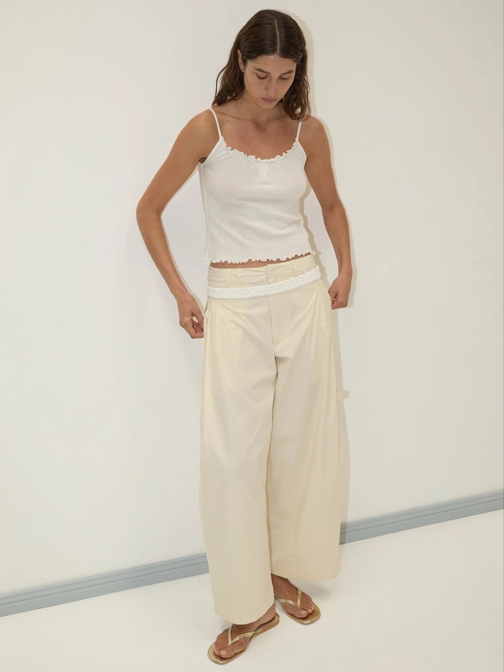Deiji Studios Cream Wide-Leg Trousers
